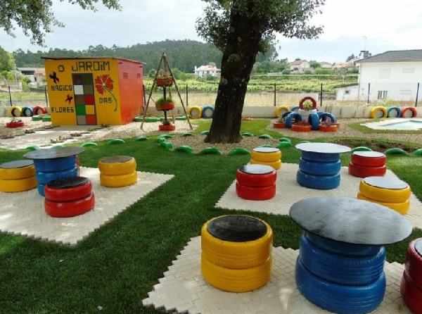 Các ý tưởng thiết kế sân chơi trẻ em ngoài trời cho gia đình từ lốp xe 50